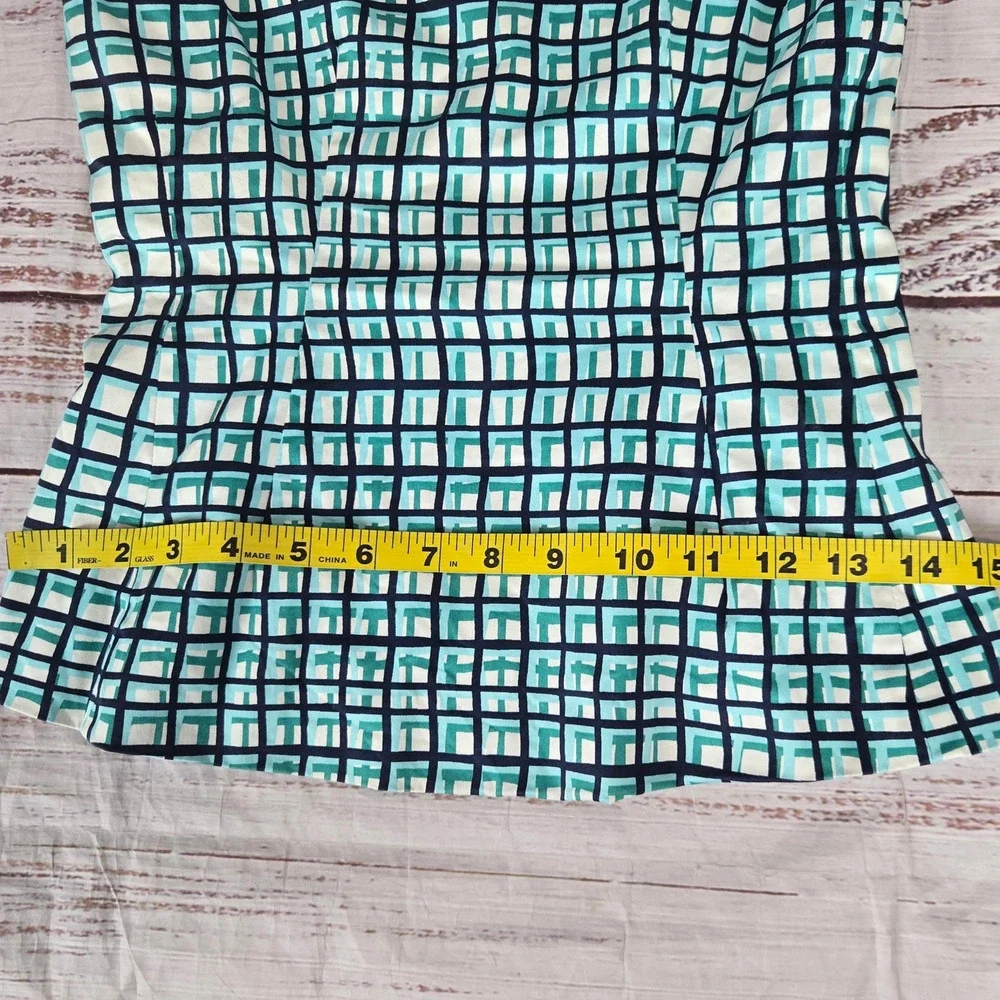 Kate Spade Tatiana Top & Mindy Pant Set 0/XS Brezeblock Blue White Plaid Preppy